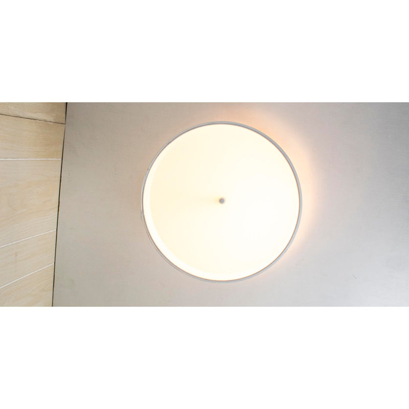 14"W Moderne Flush Mount Conversion Kit  White Fabric Drum Lampshade