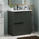 Fluted Bathroom Vanity With Ceramic Sink and Soft-Close Slides by HouseOfZazla