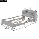 Wood Platform Bed With Built In LED Light, Storage Headboard And Guardrail by HouseOfZazla