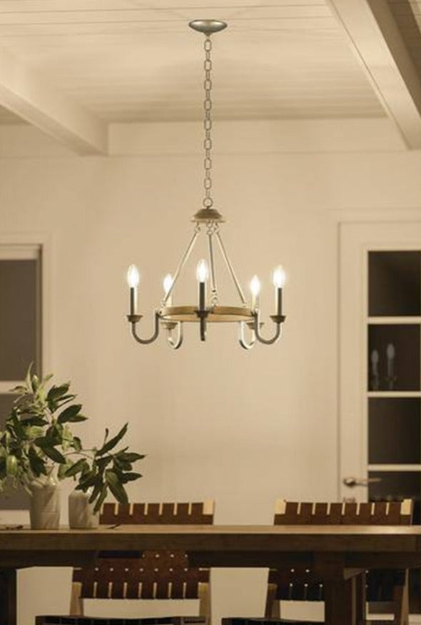 Barrett 22"W 5-Light Chandelier by Kichler Distressed Antique Gray with Brushed Nickel Finish