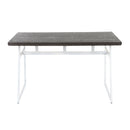Geo - Industrial Dining Table - Vintage White / Espresso