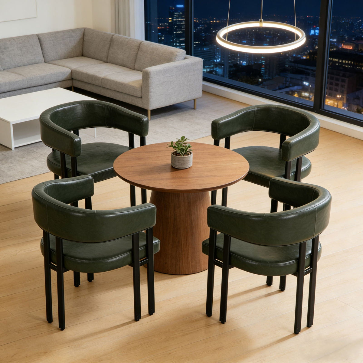 Modern Dining Upholstered Barrel Chair With Curved Back And Armrests, photo 4 of 23
