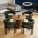 Modern Dining Upholstered Barrel Chair With Curved Back And Armrests by HouseOfZazla