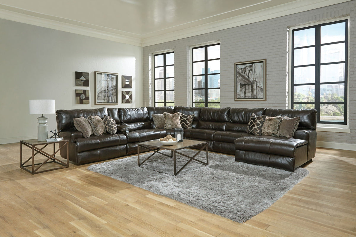 Como - 7 Piece Italian Leather Match Reclining Sectional, photo 2 of 40