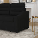 83.5" Convertible Sleeper Combo Sofa, Convertible Sofa Bed Polyester Pullout Bed with Storage Recliner and Cup Holder for Living Room, Tight Spaces