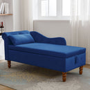 Chaise Lounge Indoor, Lounge Chair For Bedroom With Storage & Pillow, Modern Upholstered Rolled Arm Chase Lounge For Sleeping With Nailhead Trim For Living Room Bedroom Office by HouseOfZazla