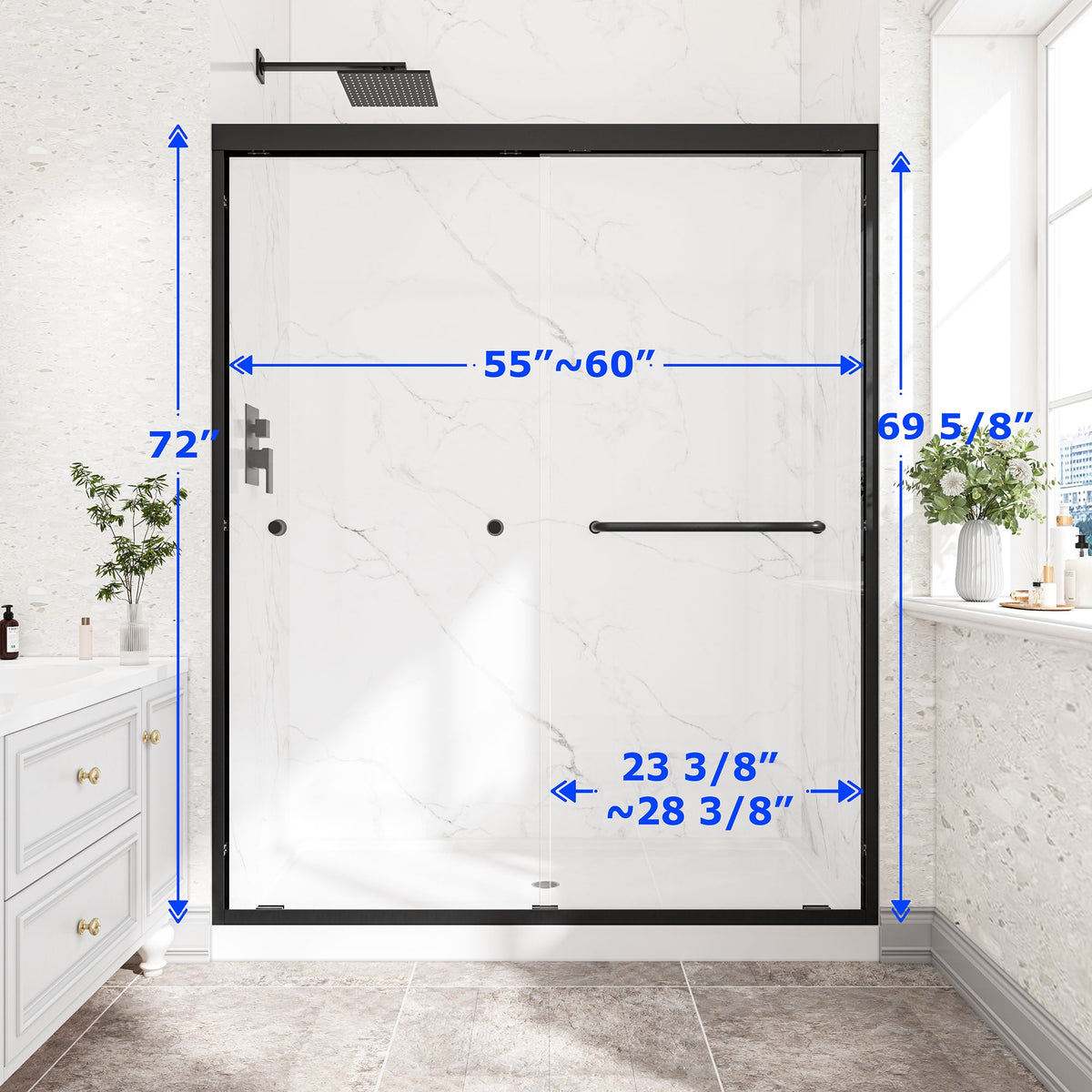 55"-60" W x 72" H Matte Shower Door, photo 3 of 10