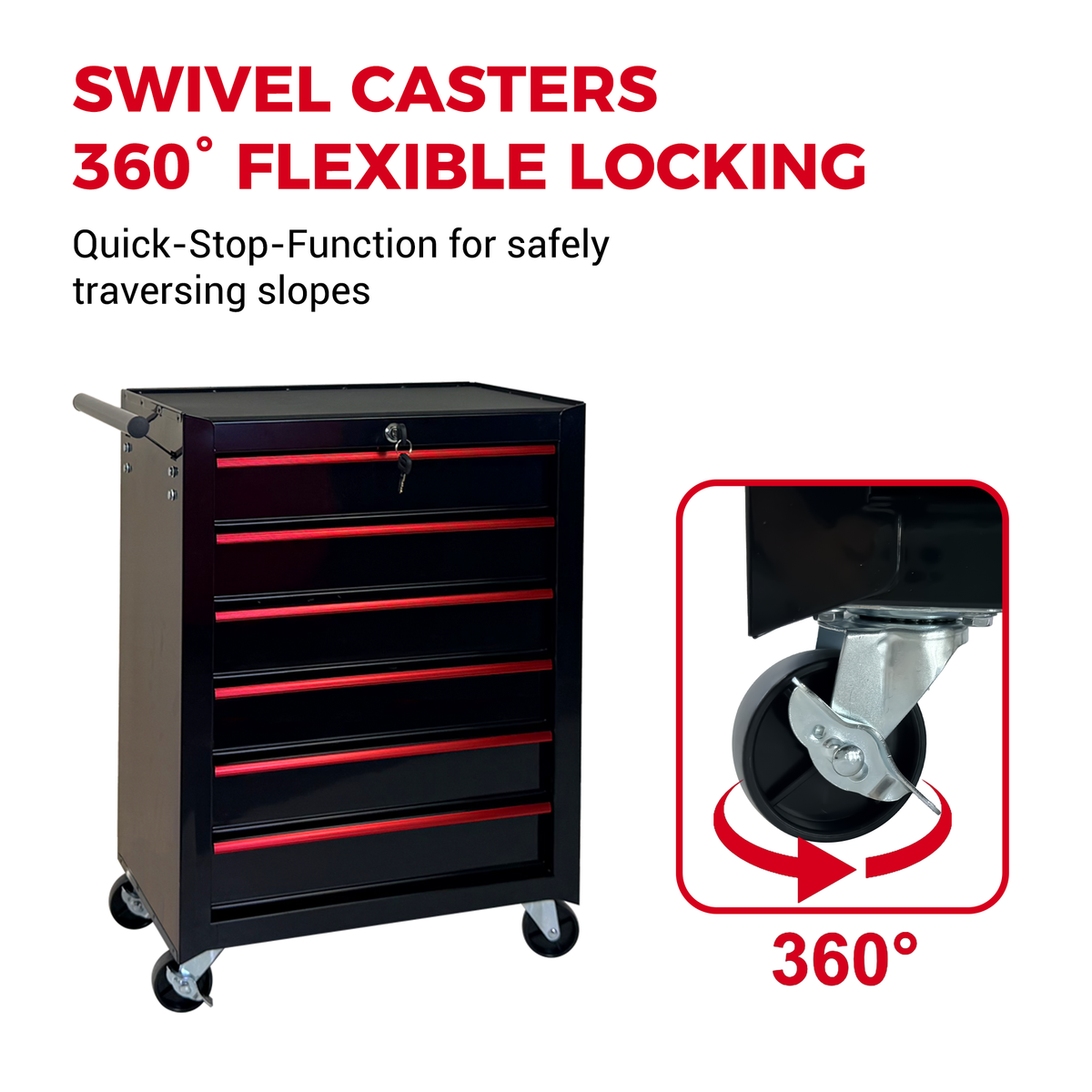 Rolling Metal Tool Chest with 6 Drawers - Black, photo 10 of 10