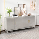 4 Door Cabinet With Adjustable Shelves, Large Storage For Living Room - Champagne