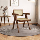 Modern Mid Century Dining Chairs (Set of 2), Rattan Accent Chairs, Comfy Armchairs, Outdoor Wood Chairs With Armrest - Walnut by HouseOfZazla