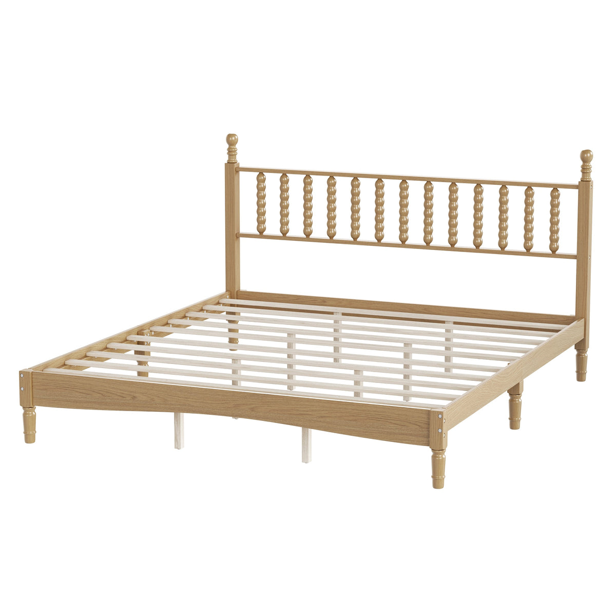 King Size Wood Platform Bed with Gourd Shaped Headboard, photo 10 of 10