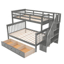 Stairway Bunk Bed With Storage And Guard Rail For Bedroom by Unique Piece Furniture