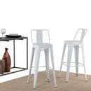 Curved Back Metal Stools Industrial Style Set of 2