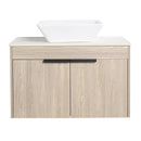 30" Modern Design Float Bathroom Vanity With Ceramic Basin Set, Wall Mounted White Oak Vanity With Soft Close Door, KD-PackingD-Packing Pieces