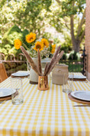 Yellow Ruffled Gingham Tablecloth by Galley & Fen