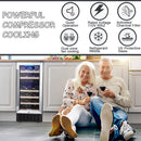15 Inch Wine Cooler Refrigerators 28 Bottle Fast Cooling Low Noise Wine Fridge with Professional Compressor Stainless Steel, Digital Temperature Control Screen Built-in or Freestanding