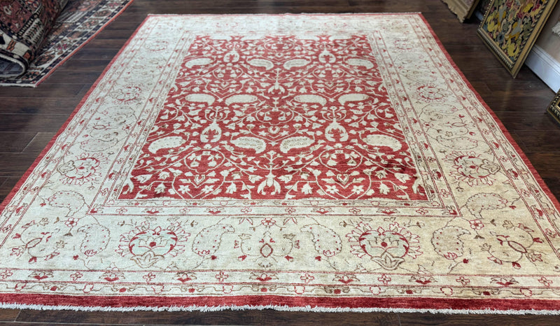 Pakistani Chobi Rug 8x10, Red, Handmade