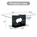 A rectangular modern and fashionable coffee table with tempered glass tabletop and black MDF legs. Suitable for living room.47.2"x25.5"x18"