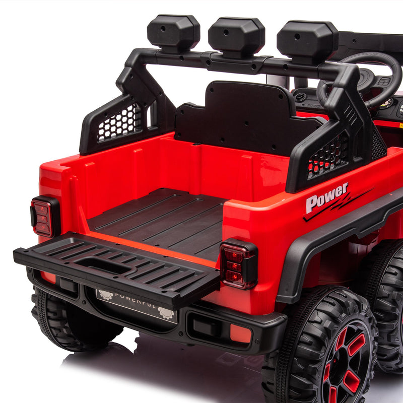 24V Ride On Large PickUp Truck car for Kids,ride On 4WD Toys with Remote Control,Parents Can Assist in Driving,Bluetooth music version,Pickup truck design with spacious storage in the rear.