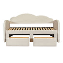 Upholstered Daybed With Cloud-Shaped Backrest, Trundle & 2 Drawers And USB Ports
