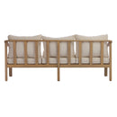 77.95" Outdoor Acacia Wood 3-Seater Sofa with Beige Cushions by HouseOfZazla