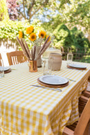 Yellow Ruffled Gingham Tablecloth by Galley & Fen