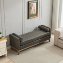 65.5"W Upholstered End of Bed Bench with Weathered Finish