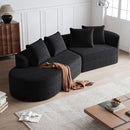 Upholstered Oversized Sectional Sofa, 4 Seater Extra Deep & Wide Seat Curved Cloud Couch With 4 Throw Pillows, Free Combination Living Room - Black by HouseOfZazla
