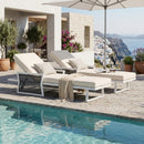 Modern White Iron Outdoor Chaise Lounger Set