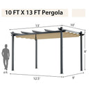 10 x 13 Feet Outdoor Aluminum Retractable Pergola Canopy Shelter by LJGDeals