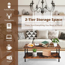 Industrial Vintage Coffee Table with 2-Tier Storage Shelf by LJGDeals