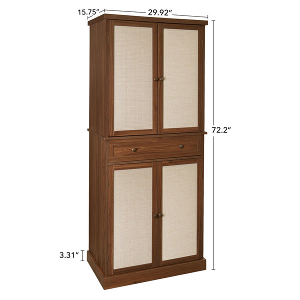 4 Door Storage Cabinet with Adjustable Shelves - Light Brown, photo 2 of 16