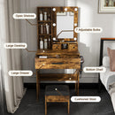 Vanity Table With Mirror, Adjustable LED Lights, Power Outlet, Hairdryer Holder & Stool by Unique Piece Furniture