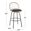 Riley - Claire Farmhouse Fixed Height Barstool With Swivel With Round Footrest (Set of 2) by HouseOfZazla