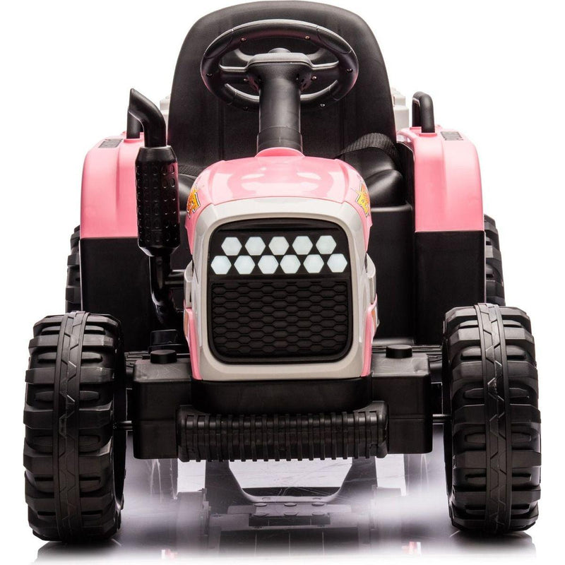 Ride on Tractor with Trailer,24V Battery Powered Electric Tractor Toy, 200wx2motor 1.86-4.97MPH/Remote Control,electric car for kids,Three speed adjustable,USB,MP3, Bluetooth,LED light, safety belt