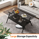 Rectangle Coffee Table With Tempered Glass Top And Shelf, Modern Table For Living Room by Unique Piece Furniture