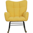 Teddy Fabric Rocking Chair, Modern Rocking Accent Chair for Nursery, Living Room, Bedroom, Yellow
