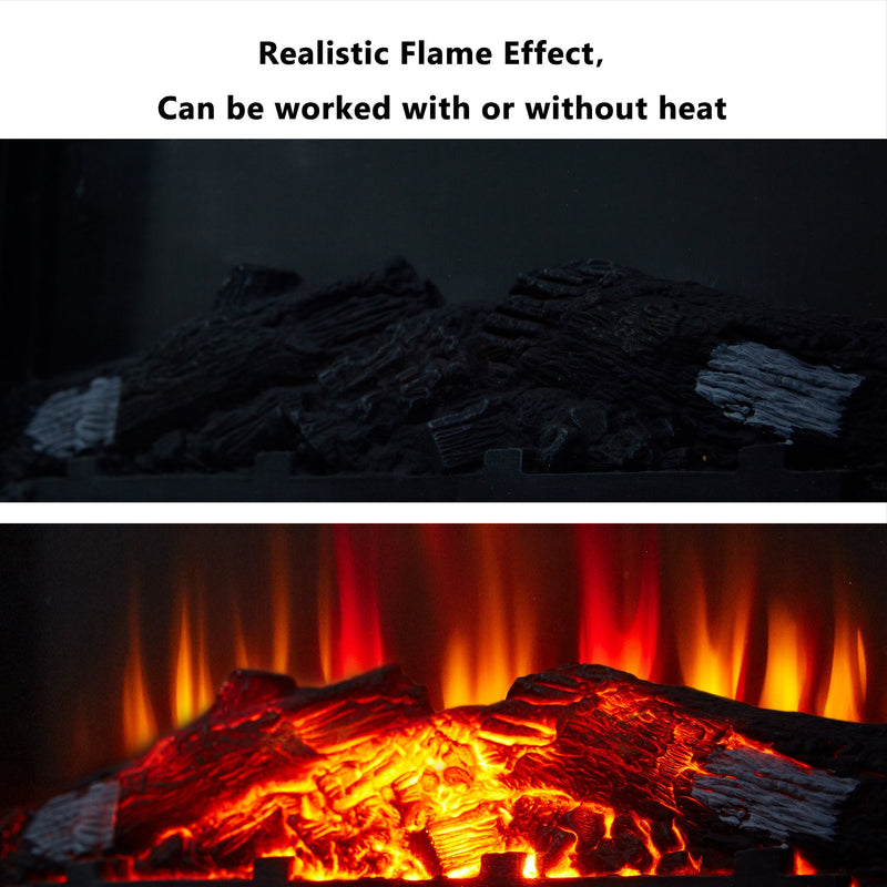 25 Inch 1400W Electric Fireplace Mantel Heater, Freestanding Space Stove with Remote Control & Realistic Flames