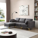 ADF Living Room Furniture Modern Leisure L Shape Couch Dark Grey Fabric