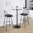 Riley - Claire Farmhouse Fixed Height Barstool With Swivel With Round Footrest (Set of 2) by HouseOfZazla