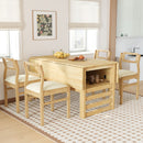 5 Piece Extendable Wood Square Dining Table Set With 2 Drop Leaves by HouseOfZazla