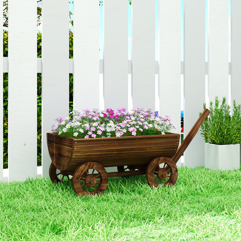 Outsunny Wooden Wagon Planter Box, photo 10 of 10