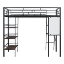 Loft Metal Bed With 3 Layers Of Shelves And Desk, Stylish Metal Frame Bed With board by Unique Piece Furniture