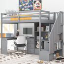 Loft Bed With L Shaped Desk, Drawers, Cabinet, And Storage Staircase by HouseOfZazla