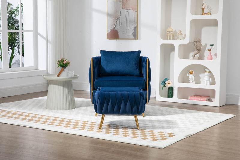 Accent Chair with Storage Ottoman Chair Tufted Barrel Chair Set Arm Chair for Living Room Bedroom