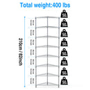 8 Tier Triangles Corners Wire Shelving Unit, NSF Height Adjustable Metal Storage Shelves, Heavy Duty Storage Wire Rack Metal Shelves - 82" H x 20" L x 20" D - Chrome