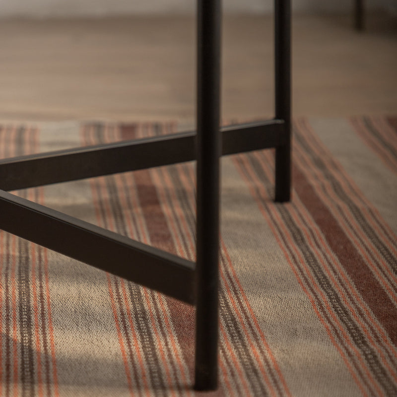 33" Modern Thread Design Round Coffee Table, MDF Table Top with Cross Legs Metal Base