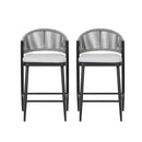 Outdoor 26" Counter Height Metal Frame Counter Stools With Scallop Shaped Backrest & Water Resistant Cushions by HouseOfZazla