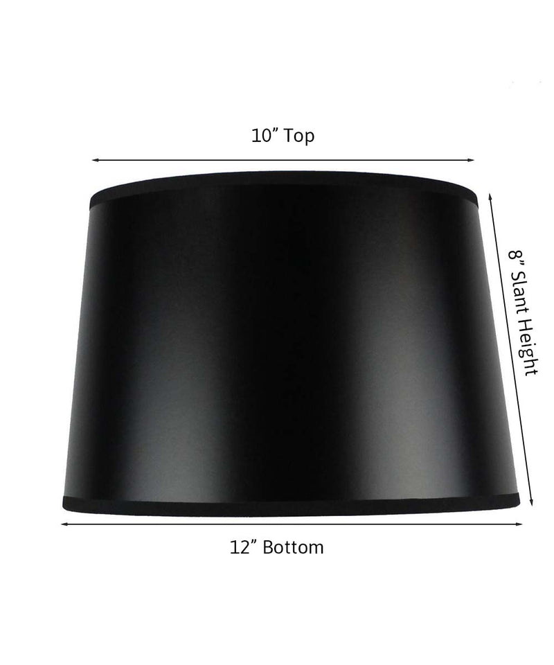 12"W x 8"H Hardback Shallow Drum Lamp Shade Black