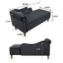 Chaise Lounge Indoor, Lounge Chair For Bedroom With Storage & Pillow, Modern Upholstered Rolled Arm Chase Lounge For Sleeping With Nailhead Trim For Living Room Bedroom Office